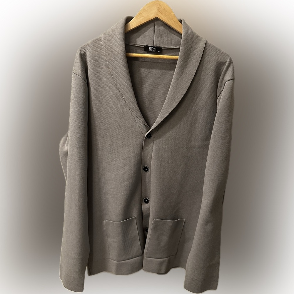 Turkish Cardigan. Kigili Slim Fit Knitwear Cardigan. Grey XXL.